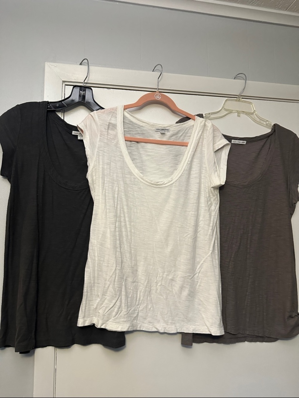 James Perse Short Sleeve Tee Trio - White, taupe, steel